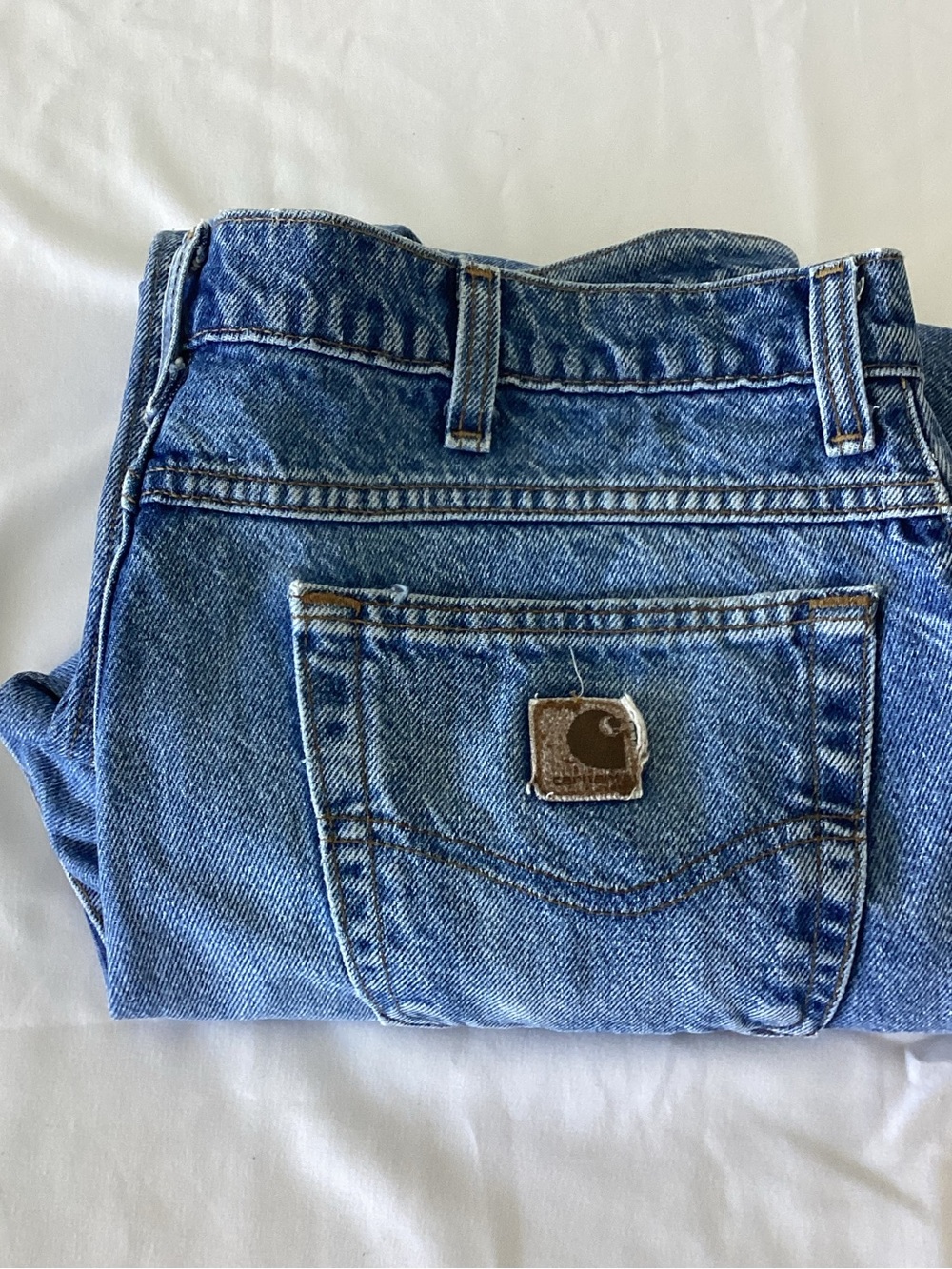 Vintage Carhartt Mens 36x30 Medium Wash Denim Jeans Distressed Workwear 5 Pocket